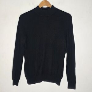 Prive 100% Cashmere Black Mock Neck Pullover Sweater Women's Large L